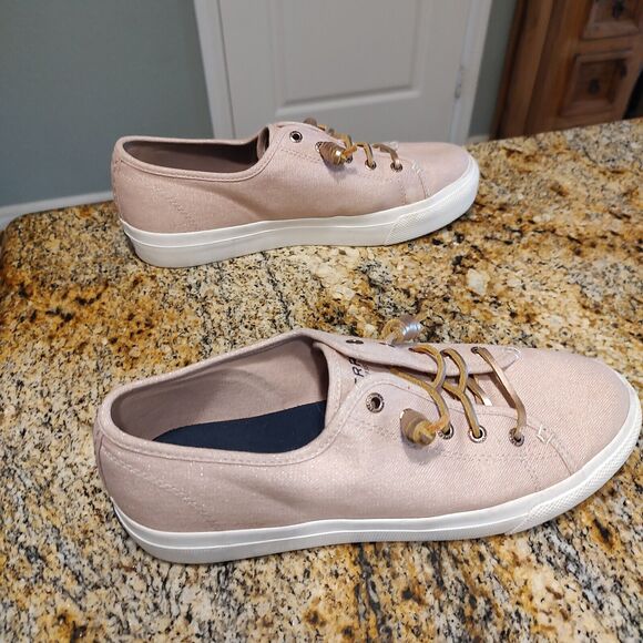 Sperry Sky Sail Metallic Twill Rose Dust Slip On Sneakers Women's Sz 9.5M - Picture 5 of 12
